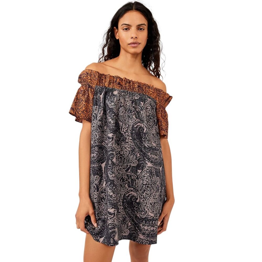 FREE PEOPLE SOPHIE PRETTY MINI DRESS POCKETS FRENCH GIRL BOHO COQUETTE NWT M